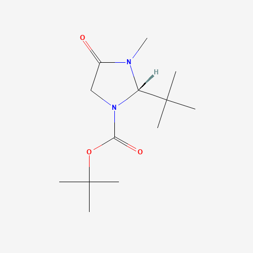 (S)-(−)-1-Boc-2-tert-butyl-3-methyl-4-imidazolidinone molecular structure