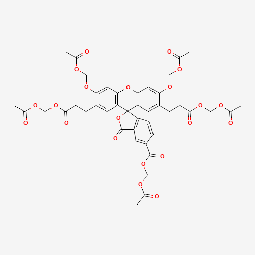 2′,7′-Bis(2-carboxyethyl)-5(6)-carboxyfluorescein acetoxymethyl ester molecular structure