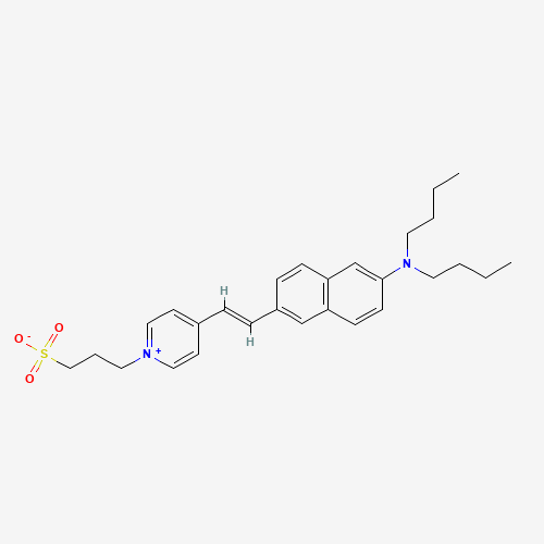 4-(2-(6-(Dibutylamino)-2-naphthalenyl)ethenyl)-1-(3-sulfopropyl)pyridinium hydroxide inner salt molecular structure