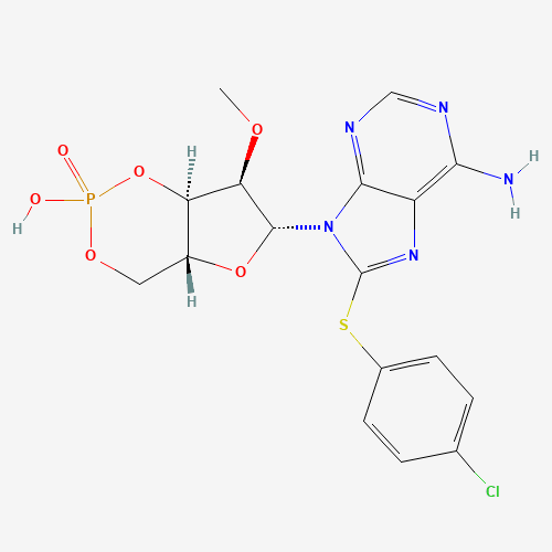 8-(4-Chlorophenylthio)-2′-O-methyladenosine 3′,5′-cyclic monophosphate monosodium hydrate molecular structure