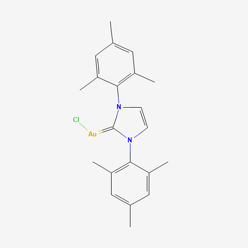 Chloro[1,3-bis(2,4,6-trimethylphenyl)imidazol-2-ylidene]gold(I) molecular structure